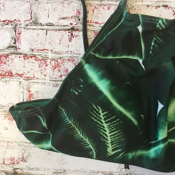 Tropical Leaf Print Green & White Bikini - Picture 2 of 5